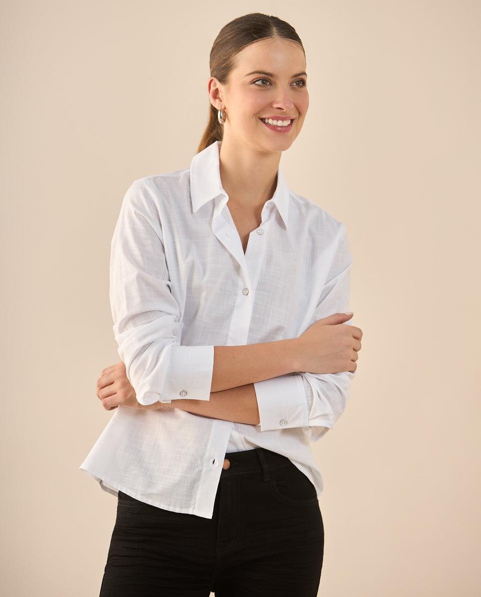 Camisa de diseño abierto para mujer - Blanco 34_912G300_BLA110601_3