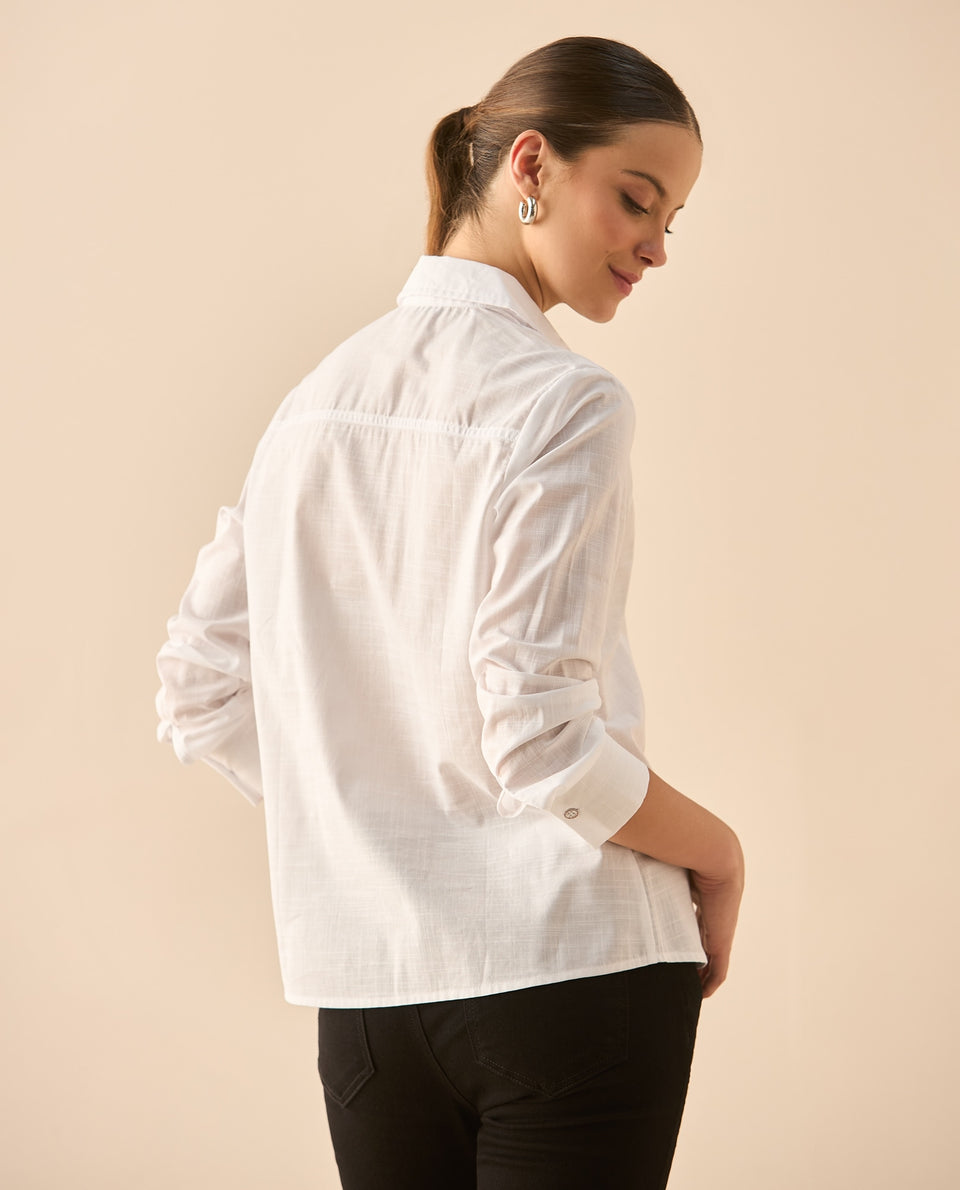 Camisa de diseño abierto para mujer - Blanco 34_912G300_BLA110601_5