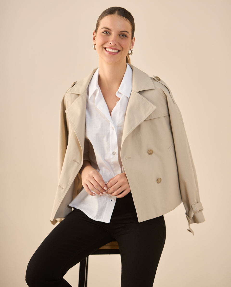 Camisa de diseño abierto para mujer - Blanco 34_912G300_BLA110601_7