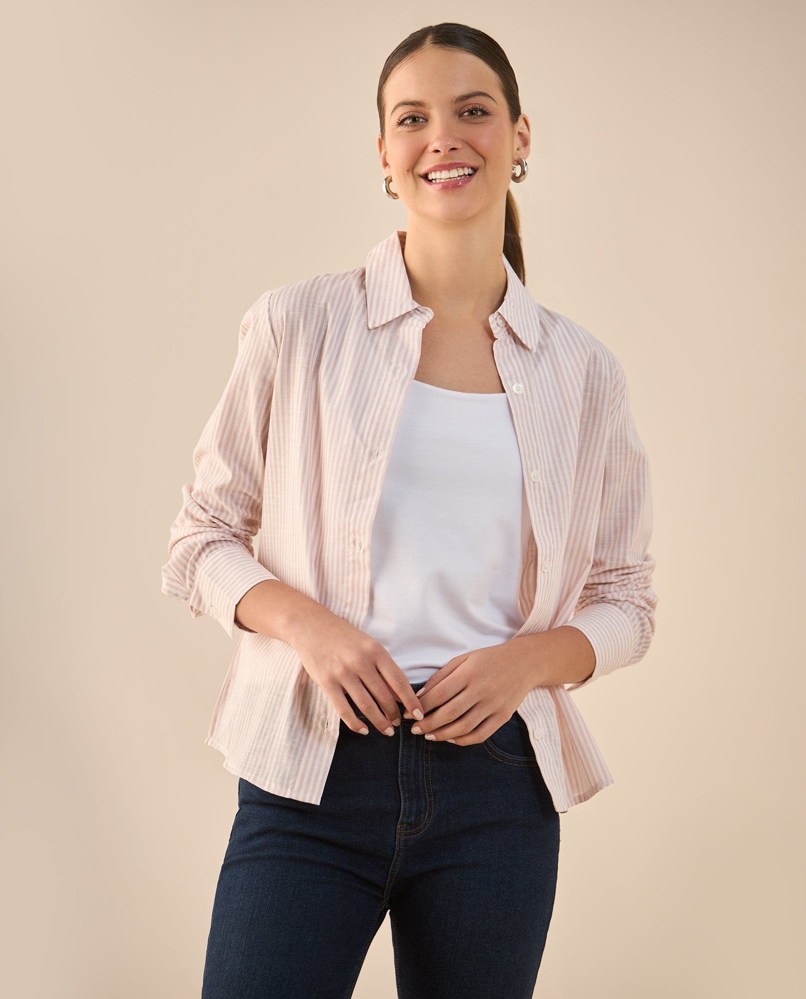 Camisa de diseño abierto para mujer - Rosa 34_912G300_ROS111306_0