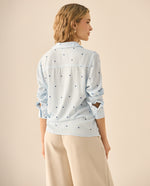 Camisa con mini prints de corazones para mujer - Azul