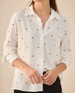 Camisa con mini prints de corazones para mujer - Blanco