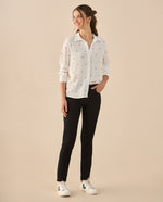 Camisa con mini prints de corazones para mujer - Blanco