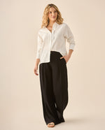 Camisa de tela con textura para mujer - Blanco