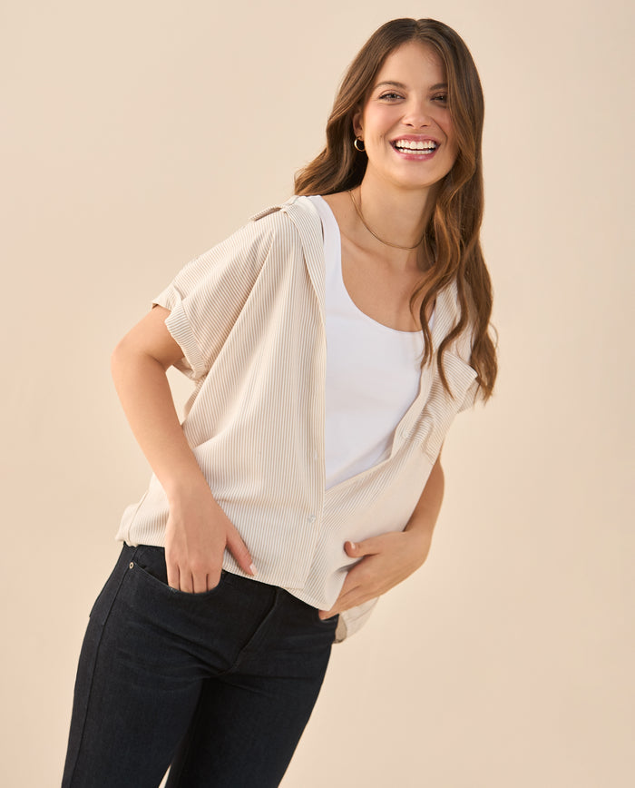Camisa a rayas para mujer - Rosa 34_912G316_ROS141210_0