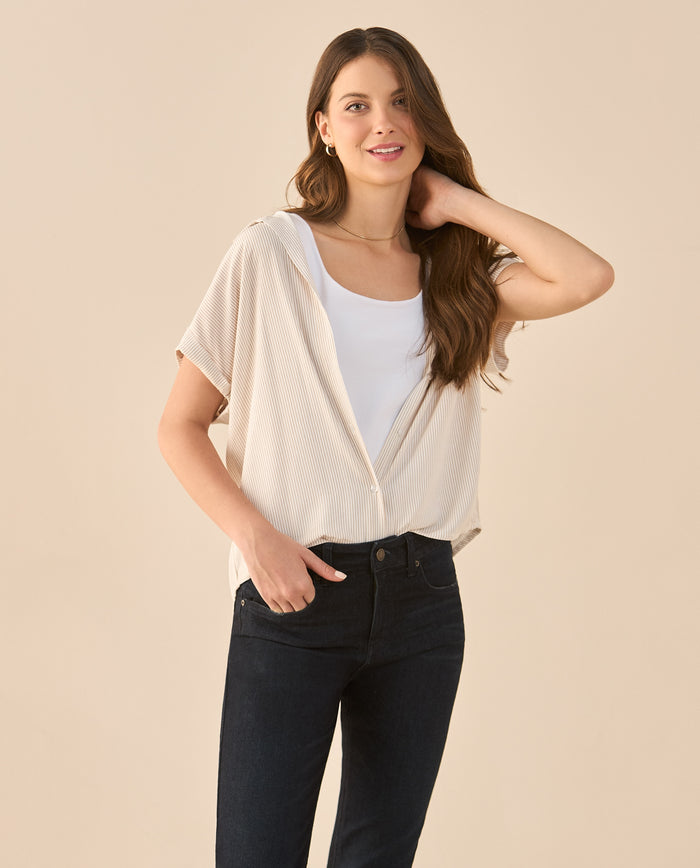 Camisa a rayas para mujer - Rosa 34_912G316_ROS141210_3