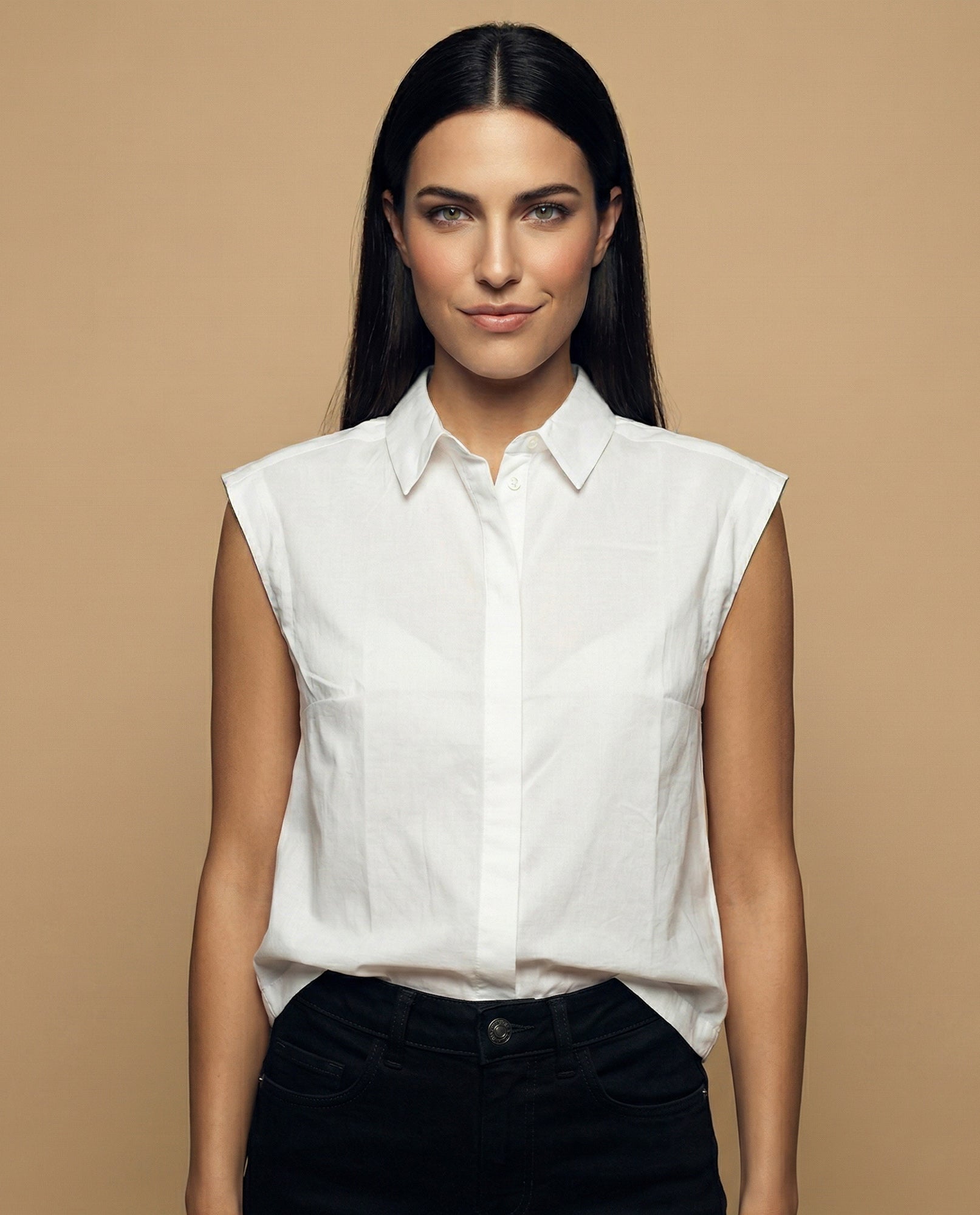 Camisa manga corta cuello camisero en algodón - Blanco 34_912H000_BLA114001_0