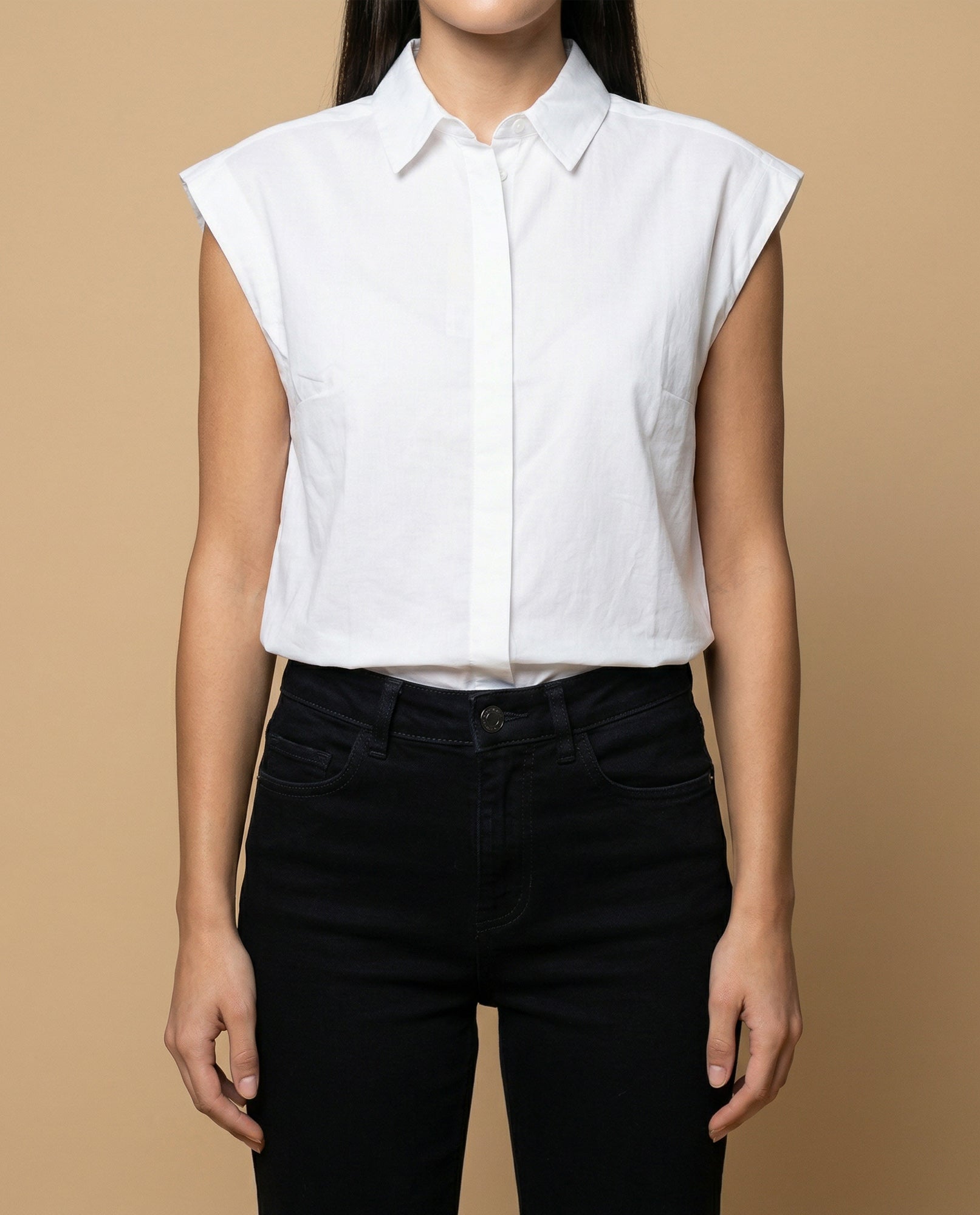 Camisa manga corta cuello camisero en algodón - Blanco 34_912H000_BLA114001_3