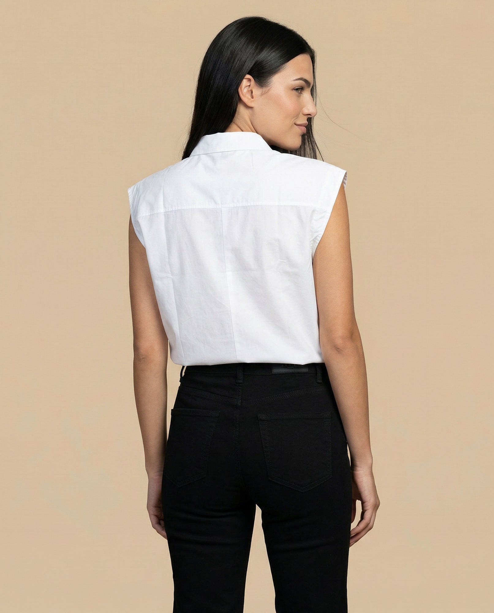 Camisa manga corta cuello camisero en algodón - Blanco 34_912H000_BLA114001_4