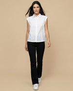 Camisa manga corta cuello camisero en algodón - Blanco