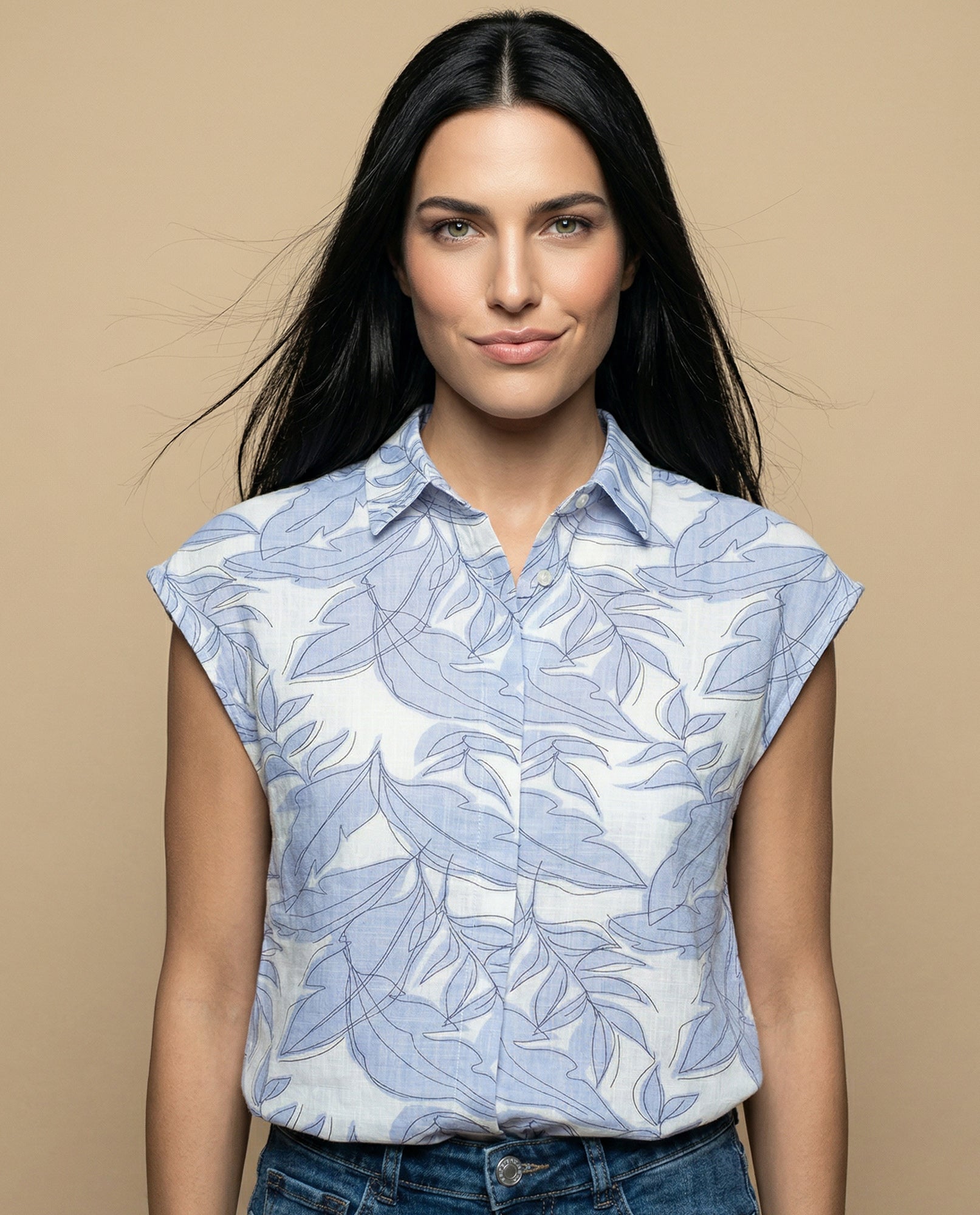 Camisa manga corta cuello camisero en algodón - Crudo 34_912H000_CRU110605_0