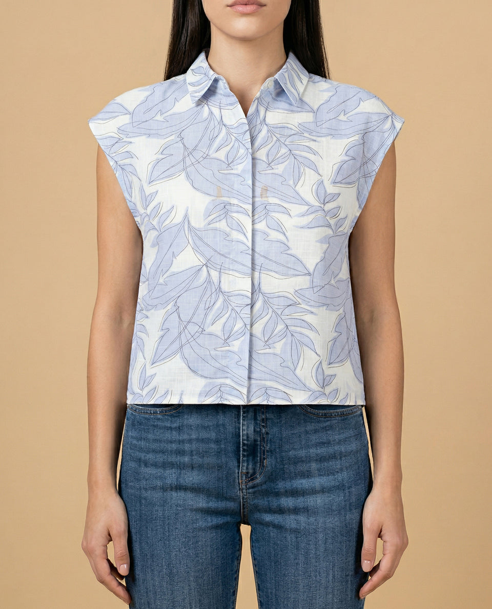 Camisa manga corta cuello camisero en algodón - Crudo 34_912H000_CRU110605_3