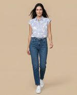 Camisa manga corta cuello camisero en algodón - Crudo