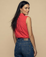 Camisa manga corta cuello camisero en algodón - Rojo