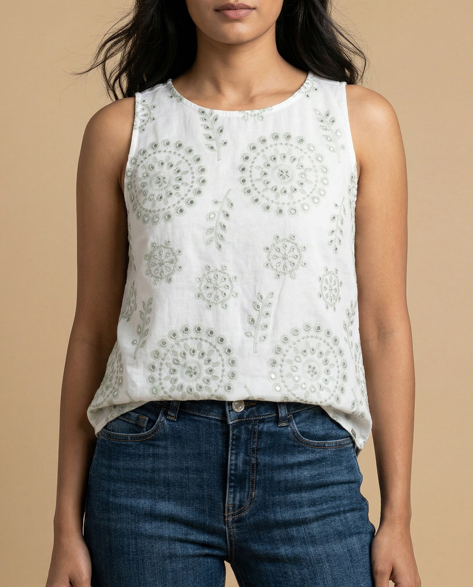 Camisa manga sisa de tejido con textura cuello redondo - Crudo 34_912H003_CRU144500_3