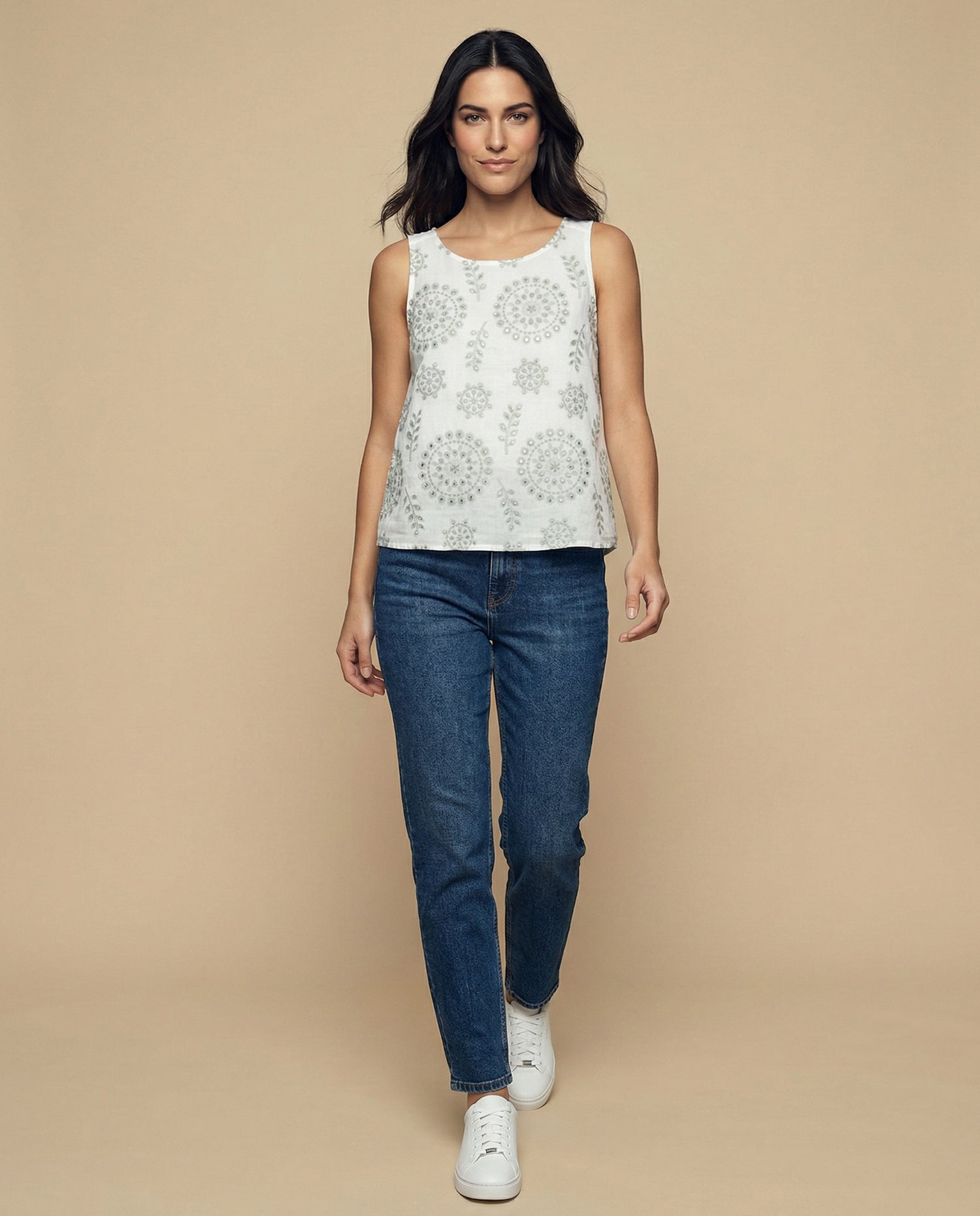 Camisa manga sisa de tejido con textura cuello redondo - Crudo