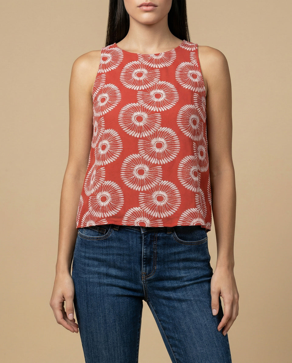 Camisa bordada manga sisa cuello redondo - Rojo 34_912H004_ROJ191653_3