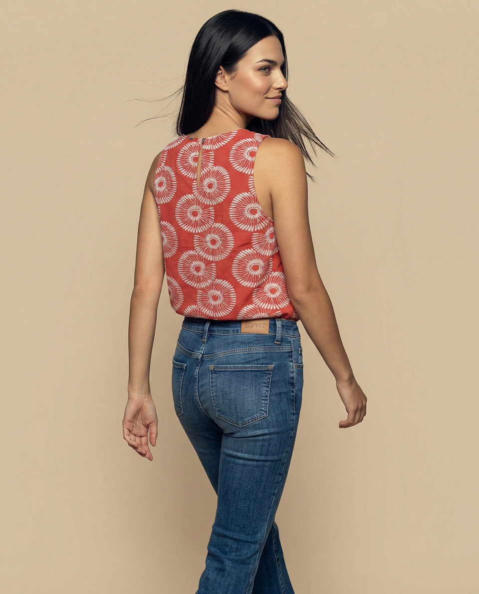 Camisa bordada manga sisa cuello redondo - Rojo 34_912H004_ROJ191653_4