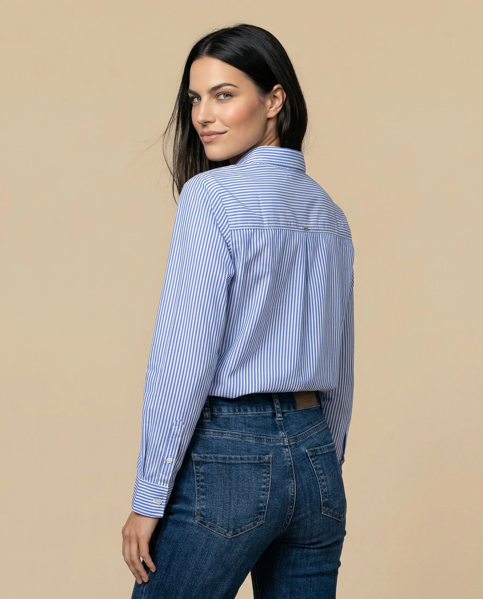 Camisa manga larga cuello camisero en algodón - Azul 34_912H005_AZU184022_4