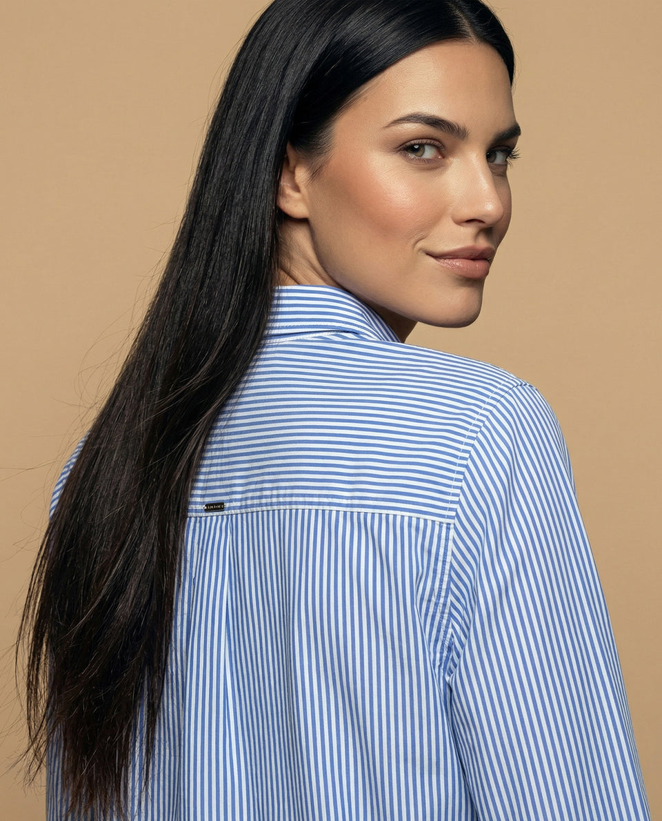 Camisa manga larga cuello camisero en algodón - Azul 34_912H005_AZU184022_6