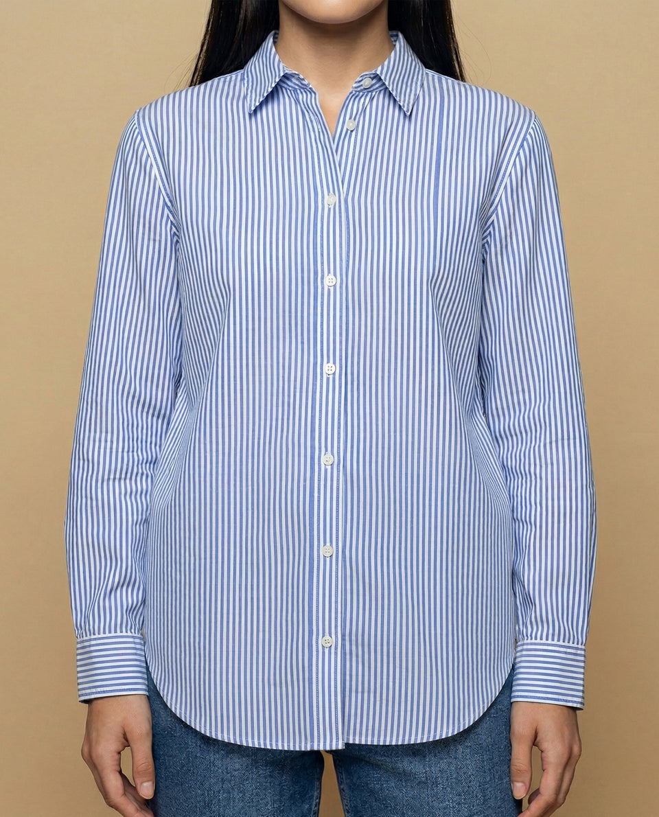 Camisa manga larga cuello camisero en algodón - Azul 34_912H005_AZU184022_7