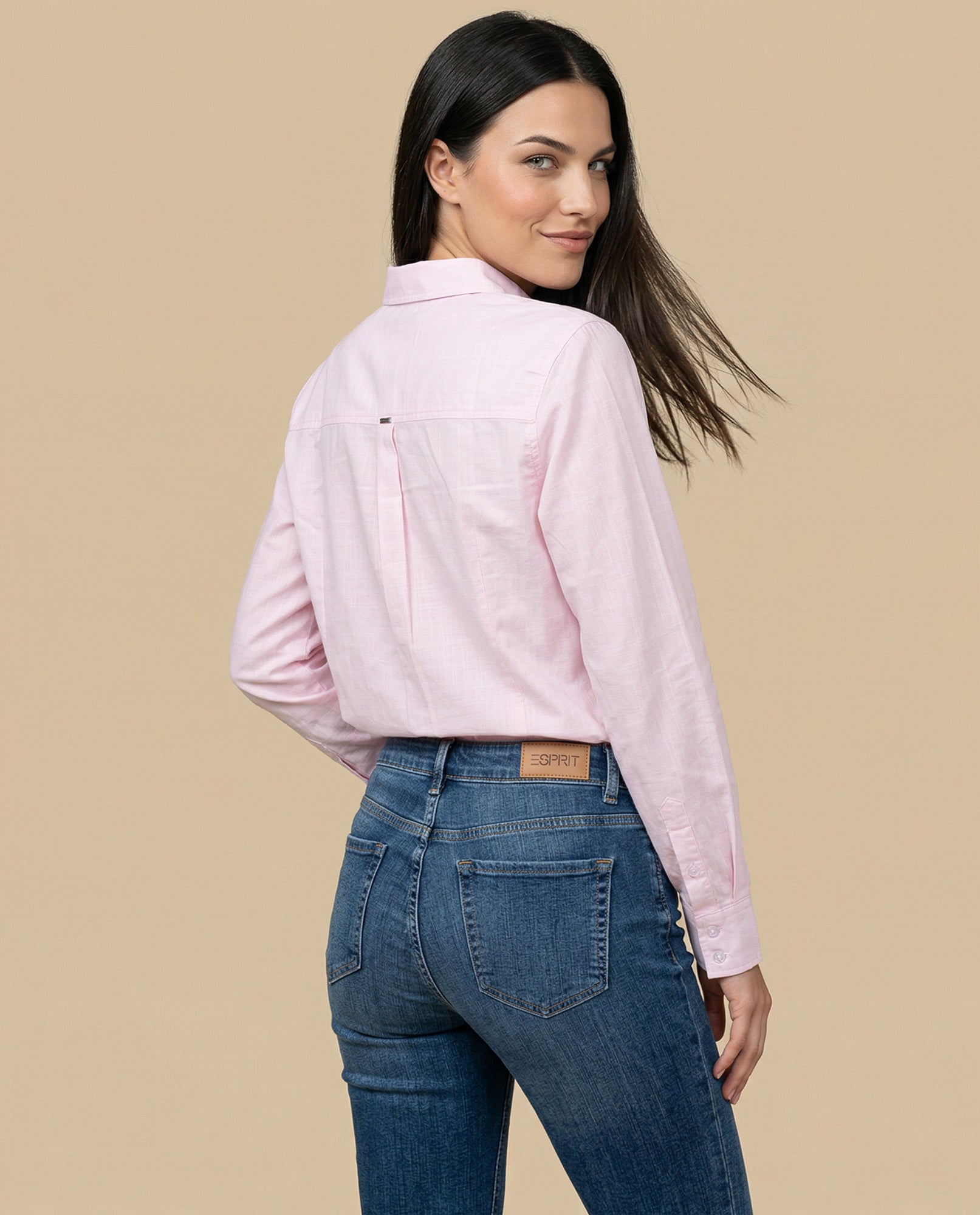 Camisa manga larga cuello camisero en algodón - Rosa 34_912H005_ROS132802_4