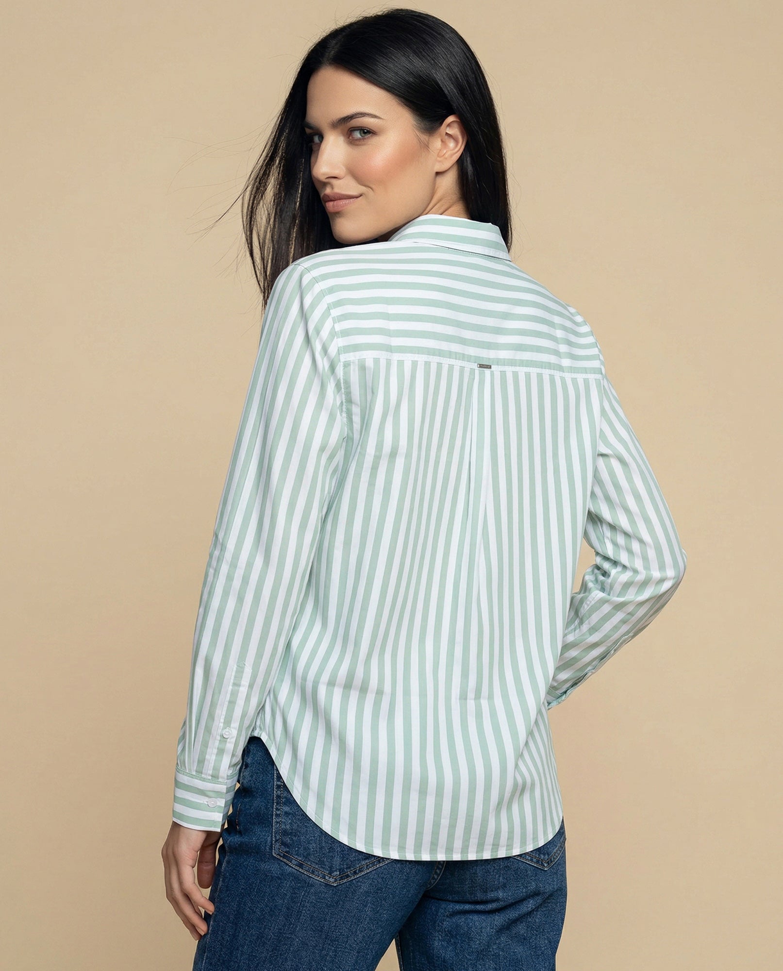 Camisa manga larga cuello camisero en algodón - Verde 34_912H005_VER150523_4