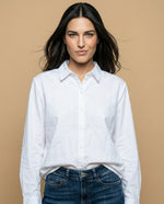 Camisa manga larga cuello camisero en algodón - Blanco