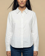 Camisa manga larga cuello camisero en algodón - Blanco
