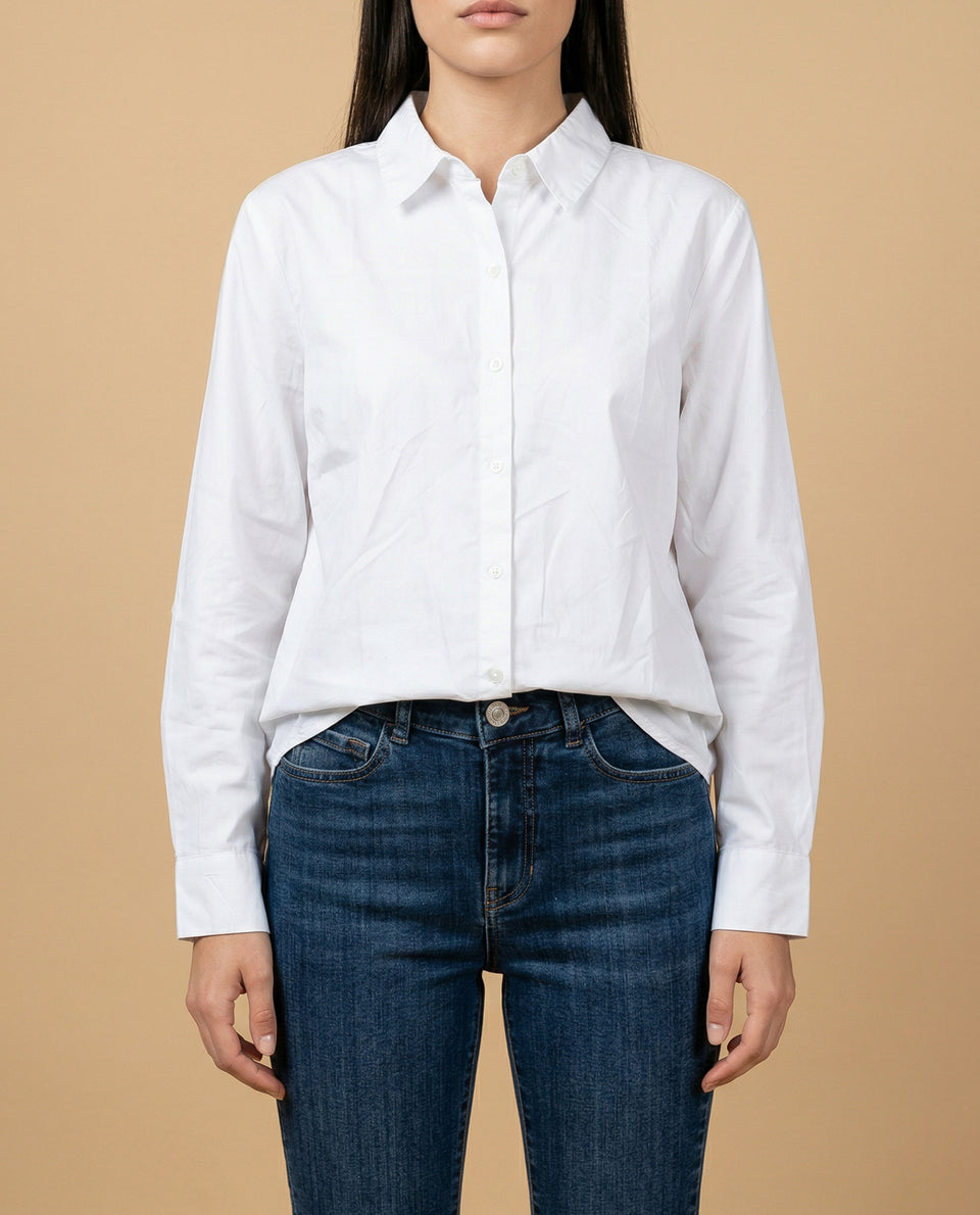 Camisa manga larga cuello camisero en algodón - Blanco 34_912H006_BLA120601_3