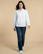 Camisa manga larga cuello camisero en algodón - Blanco