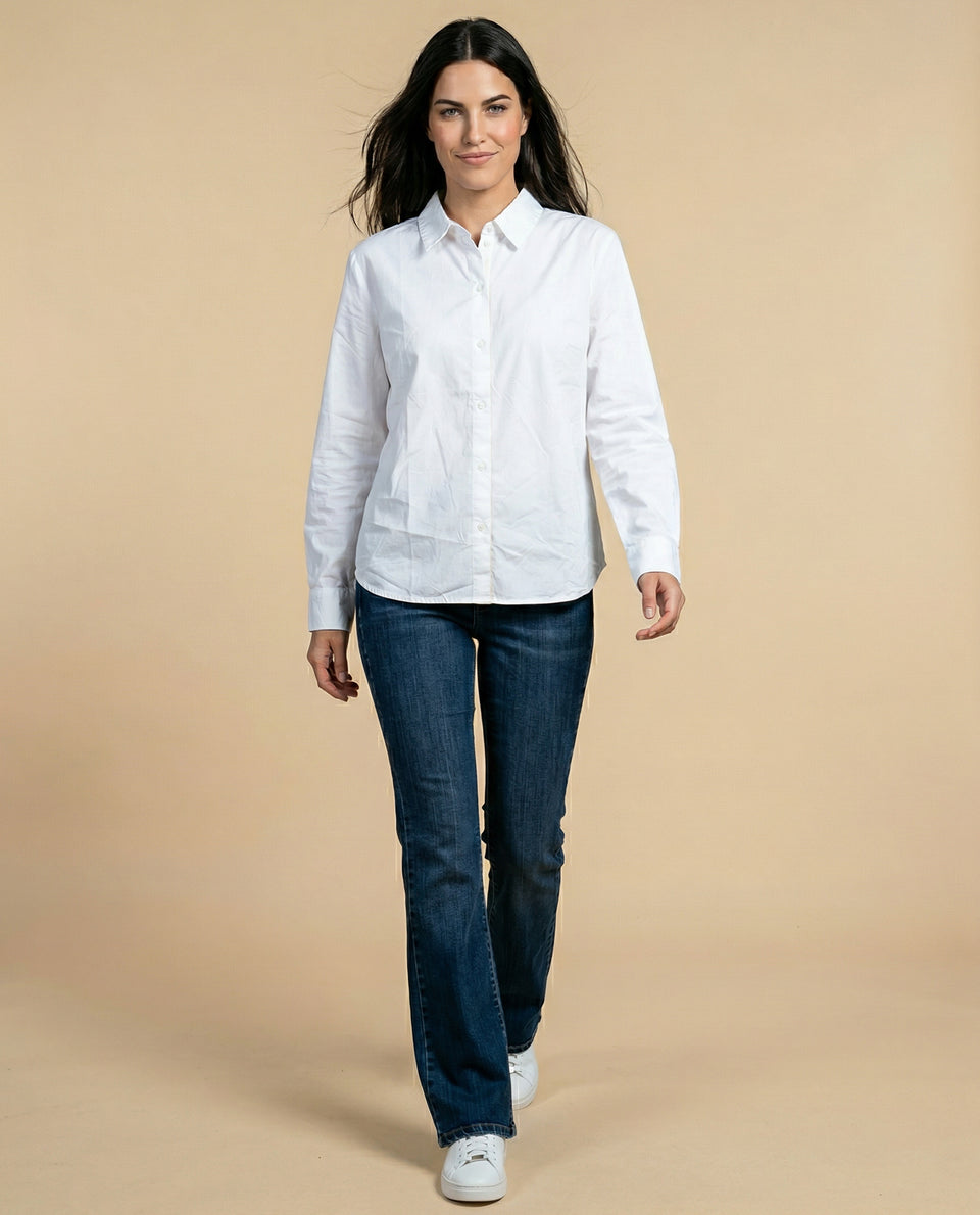 Camisa manga larga cuello camisero en algodón - Blanco 34_912H006_BLA120601_5