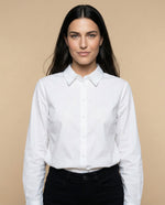 Camisa manga larga cuello camisero fit entallado - Blanco