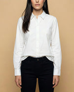 Camisa manga larga cuello camisero fit entallado - Blanco