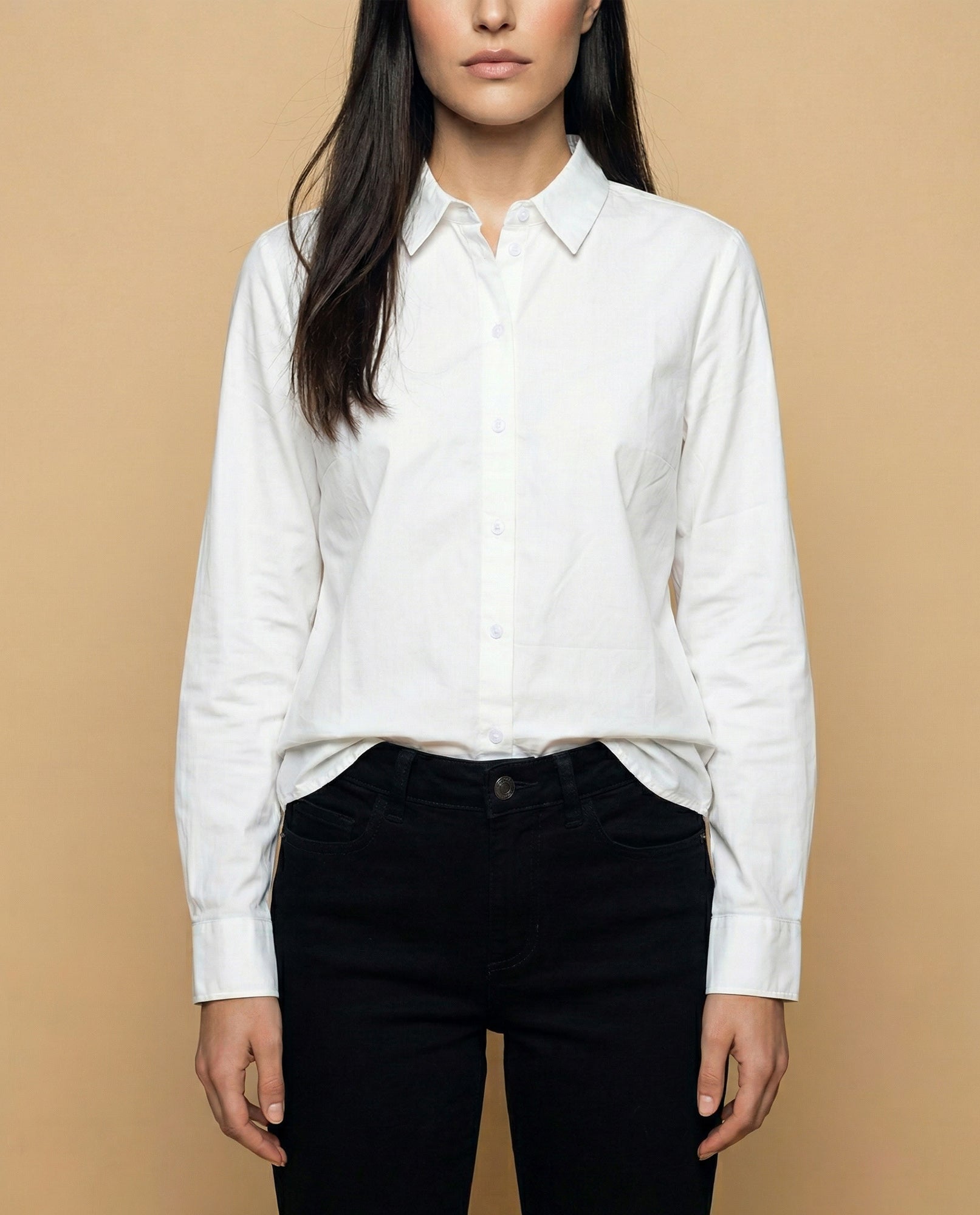 Camisa manga larga cuello camisero fit entallado - Blanco 34_912H007_BLA114001_3