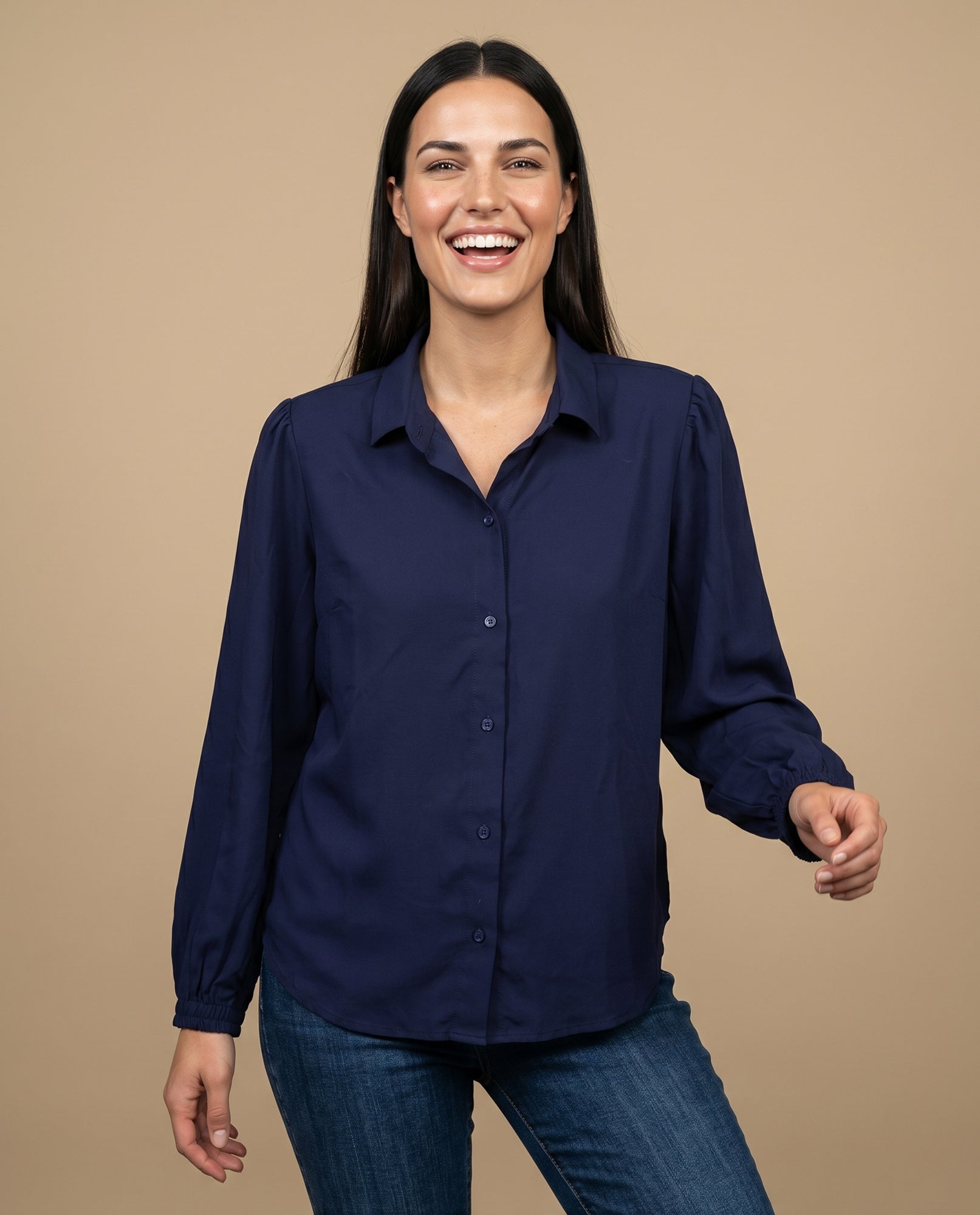 Camisa manga larga cuello camisero - Azul 34_912H008_AZU193933_0