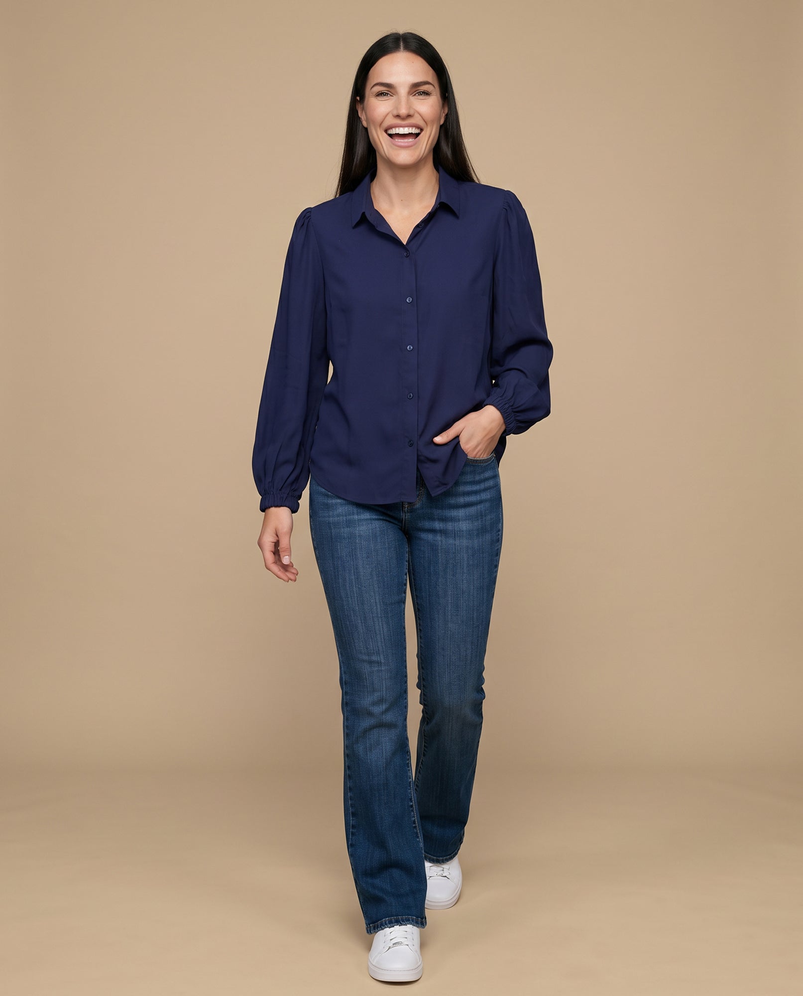 Camisa manga larga cuello camisero - Azul 34_912H008_AZU193933_5