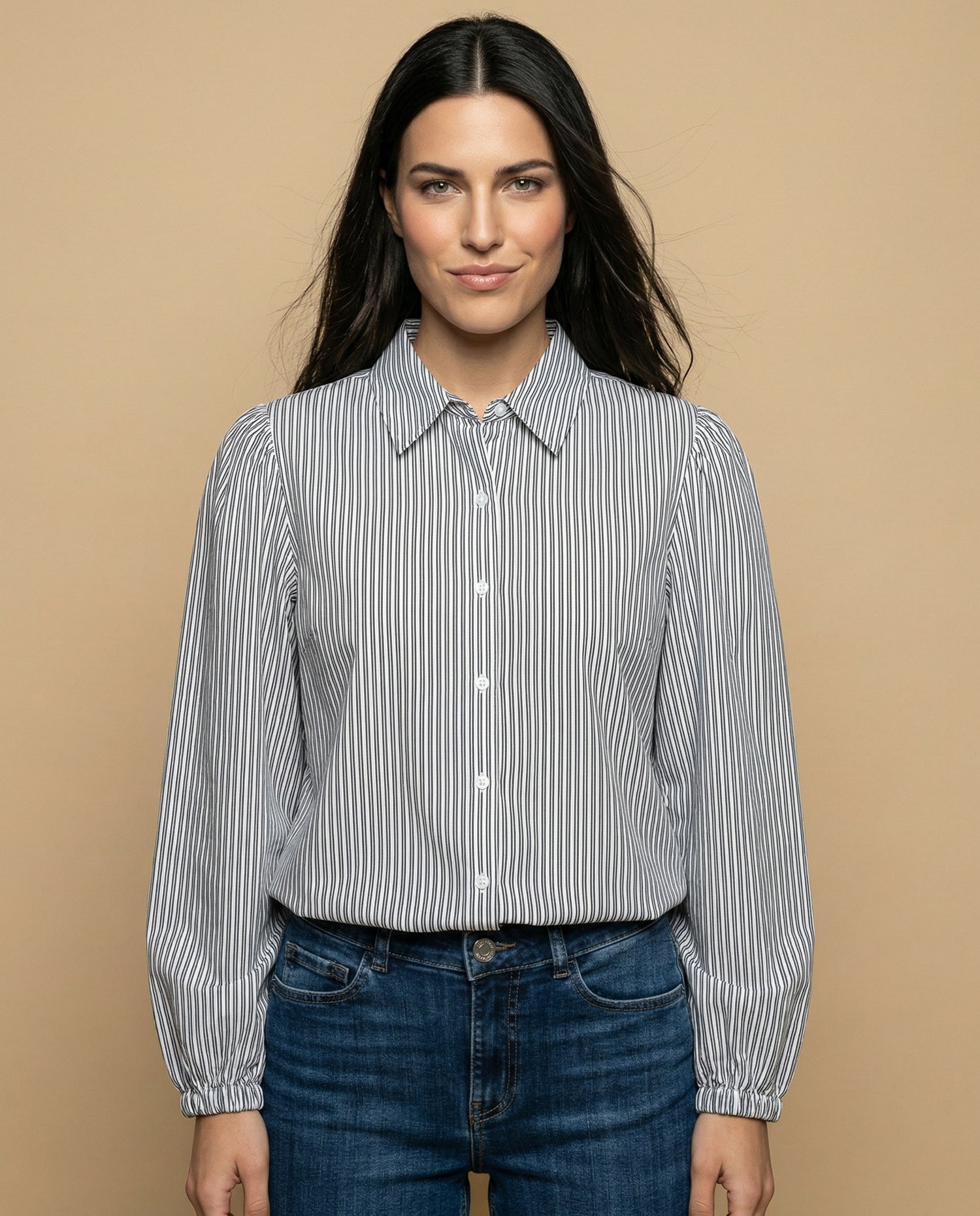 Camisa manga larga cuello camisero - Blanco