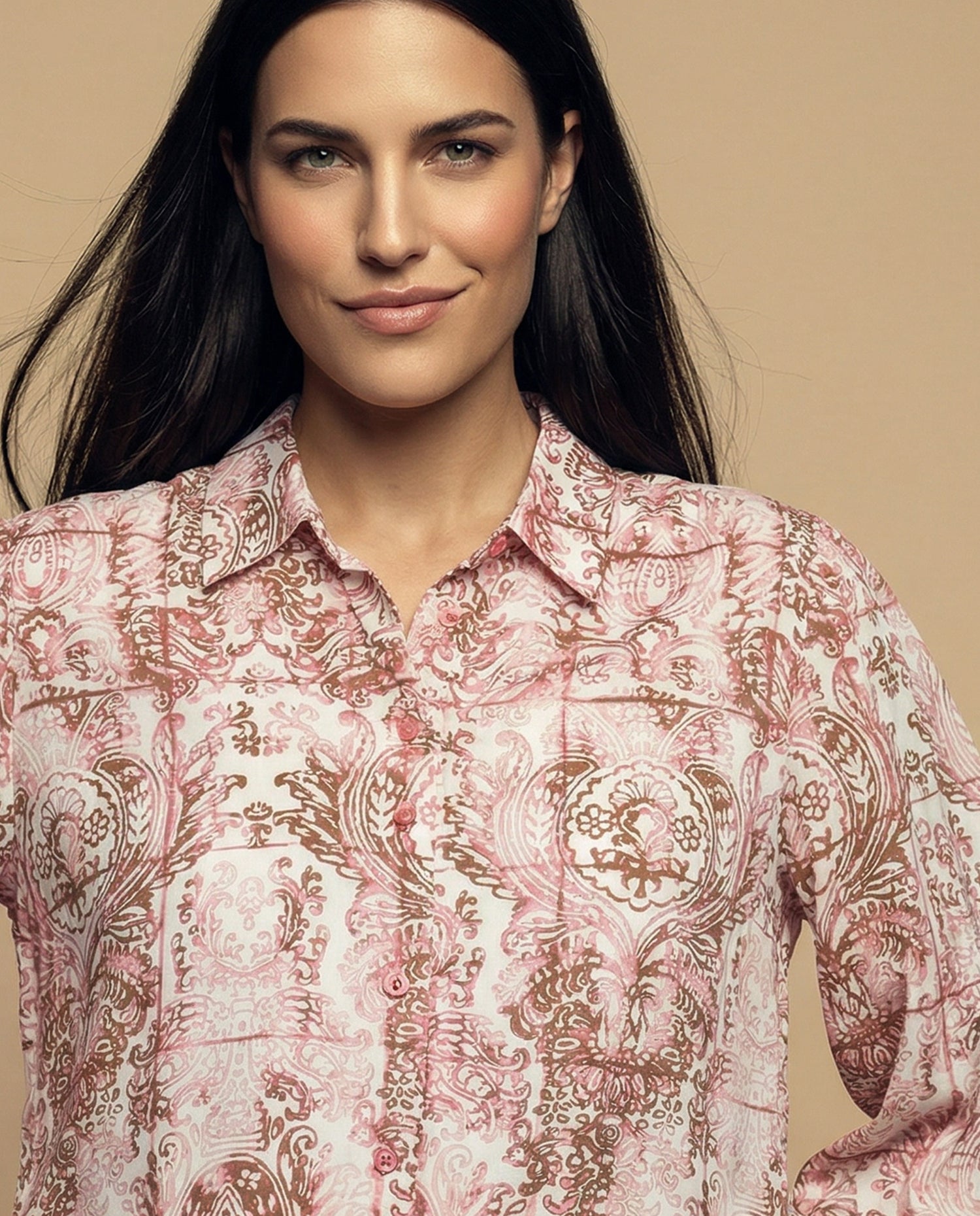 Camisa manga larga cuello camisero - Crudo