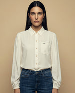 Camisa manga larga cuello camisero - Crudo