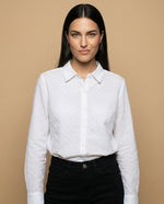 Camisa manga larga con textura de puntos en relieve - Blanco