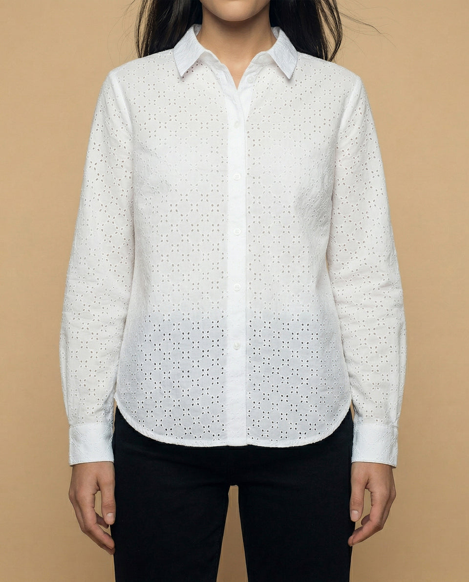 Camisa manga larga con textura de puntos en relieve - Blanco 34_912H010_BLA114001_3