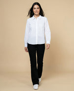 Camisa manga larga con textura de puntos en relieve - Blanco