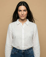 Camisa manga larga con textura de puntos en relieve - Blanco