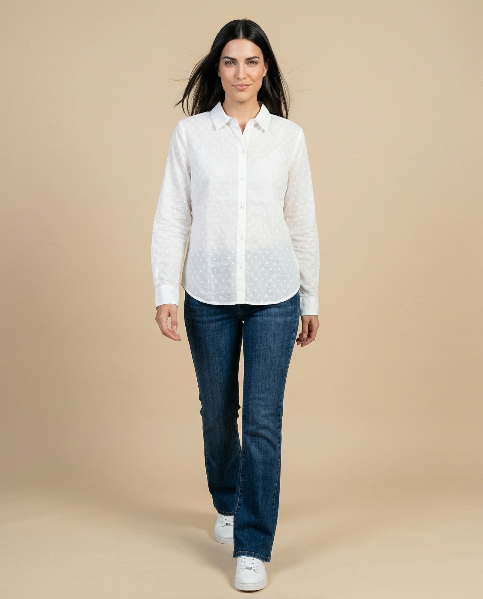 Camisa manga larga con textura de puntos en relieve - Blanco 34_912H010_BLA114202_5