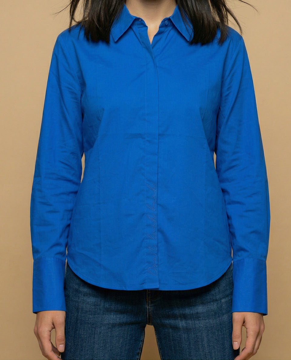 Camisa manga larga cuello camisero en algodón - Azul 34_912H011_AZU183949_3