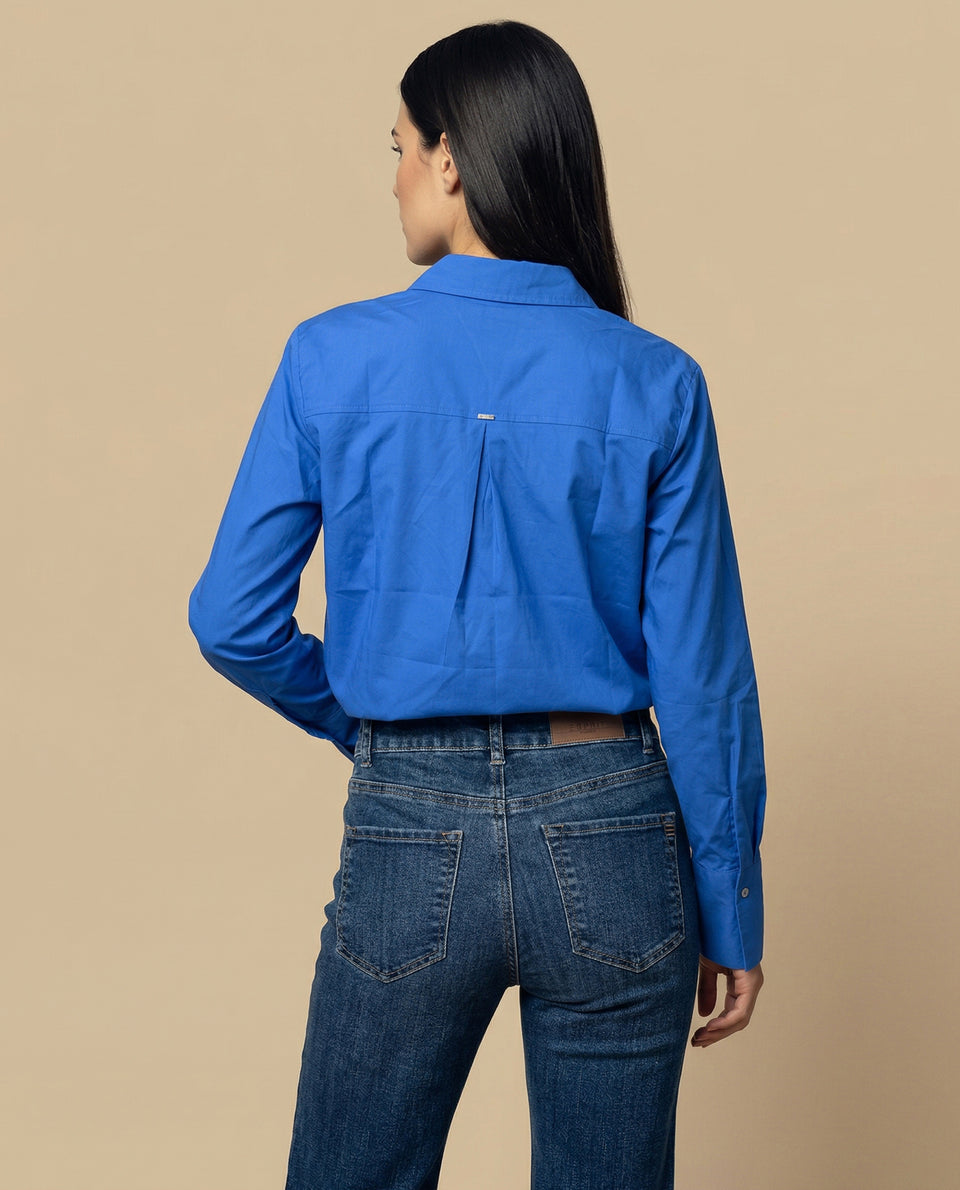 Camisa manga larga cuello camisero en algodón - Azul 34_912H011_AZU183949_4