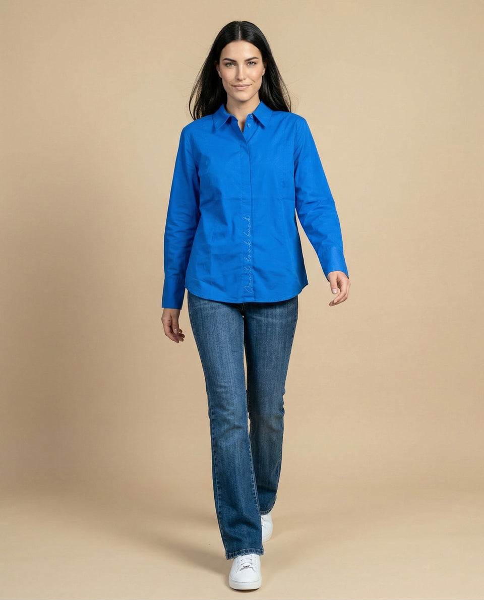 Camisa manga larga cuello camisero en algodón - Azul 34_912H011_AZU183949_5