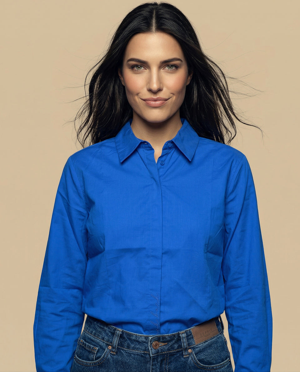 Camisa manga larga cuello camisero en algodón - Azul 34_912H011_AZU183949_7