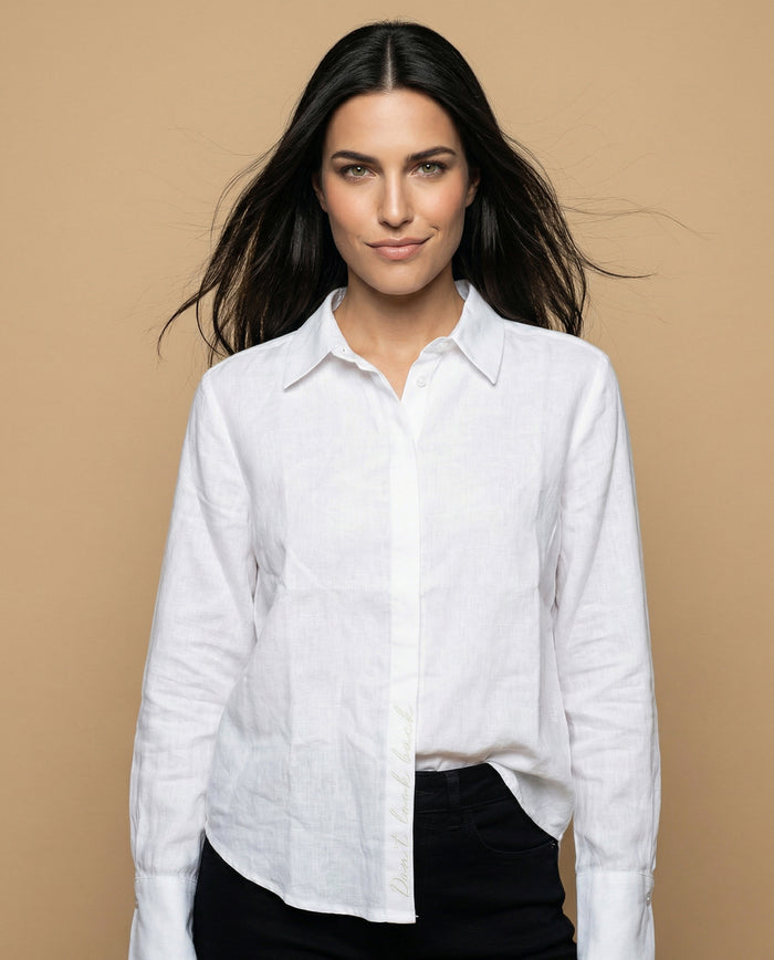 Camisa camisera manga larga con mezcla de lino - Blanco 34_912H012_BLA114001_0